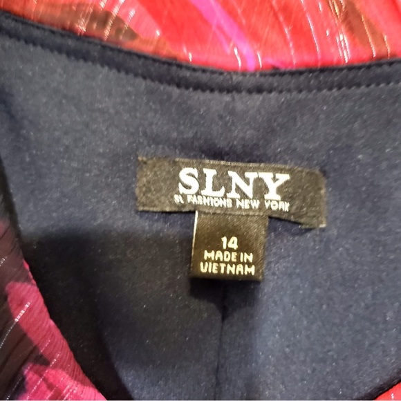 SLNY Womens Floral Flutter Party Sheath Chiffon Dress Black Red Pink Purple 14 - Picture 5 of 12